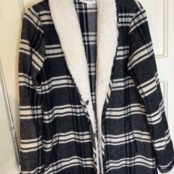 Tribal Jeans Sweater Jacket Size M Black and White Plaid Jacket - Picture 4 of 9